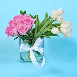 Tranquil Rose and Tulip Vase 0008